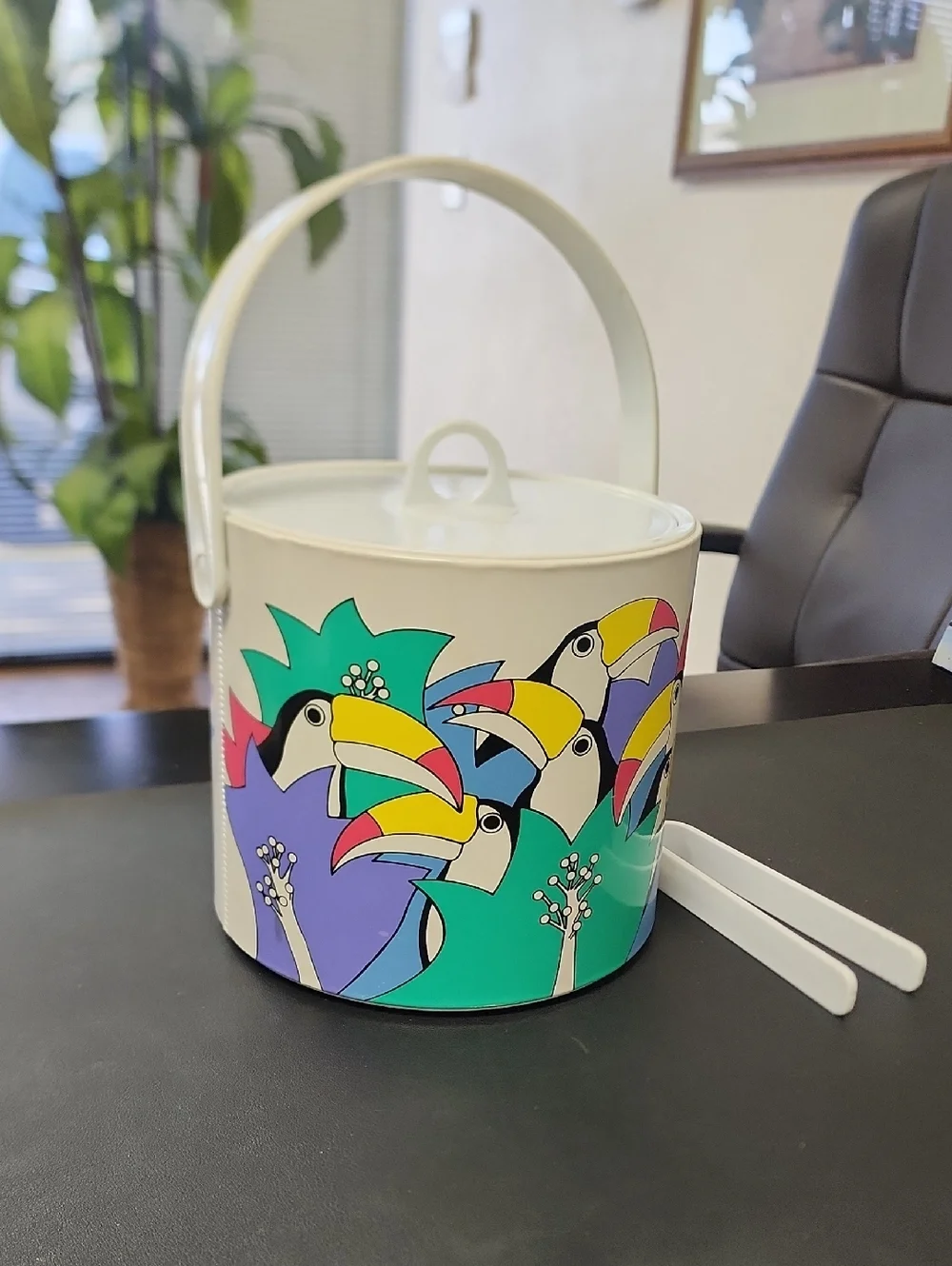 🥳 Toucans Tropical Ice Bucket. Vintage, 80s